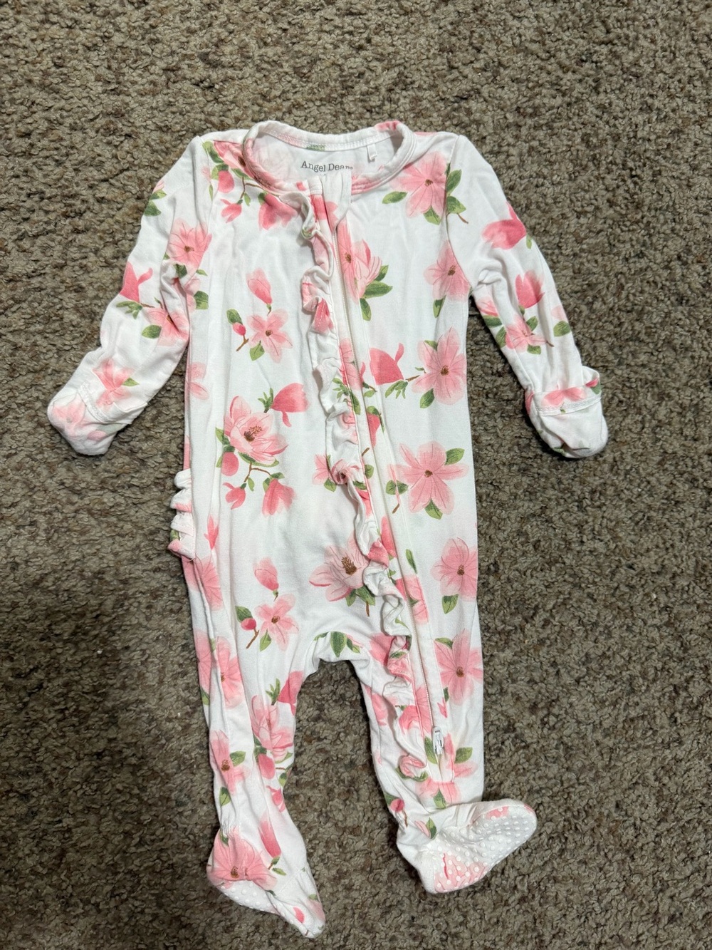 Angel Dear Pink Floral Ruffle sleeper 0-3 months